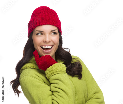 Photo: Mixed Race Woman Wearing Hat and Gloves Looking to Side Mixed Race Woman Wearing Hat and Gloves Looking to Side
