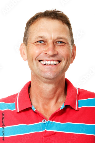Photo: Portrait of happy smiling mature man over white background Portrait of happy smiling mature man over white background