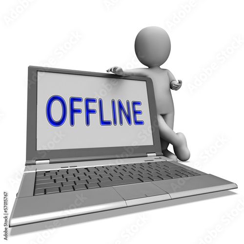 Illustration: Offline Laptop Shows Web Communication Status Disconnected Offline Laptop Shows Web Communication Status Disconnected