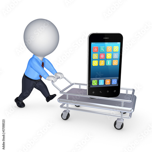 Illustration: Cellphone on pushcart. Cellphone on pushcart.