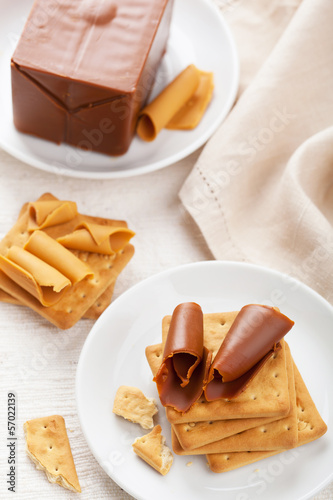 Photo: Norwegian brunost cheese Norwegian brunost cheese