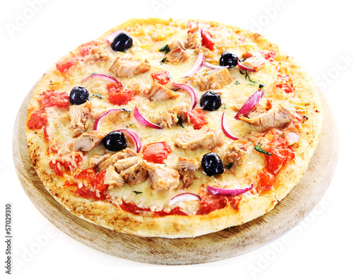 Photo: Pizza isolated on white background Pizza isolated on white background