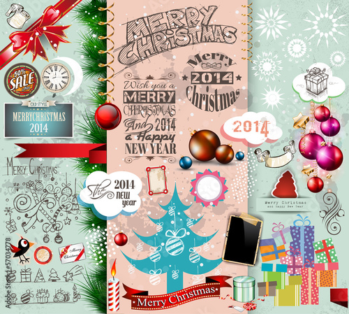 Vector: 2014 Christmas Vintage typograph design elements: 2014 Christmas Vintage typograph design elements: