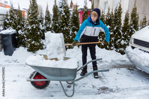 Photo: Schneeschaufeln im Winter Schneeschaufeln im Winter