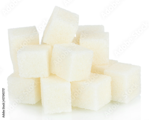 Photo: White sugar isolated on white White sugar isolated on white