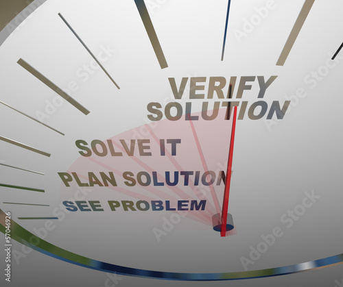 Illustration: See Problem Plan Solution Solve Verify - Speedometer See Problem Plan Solution Solve Verify - Speedometer