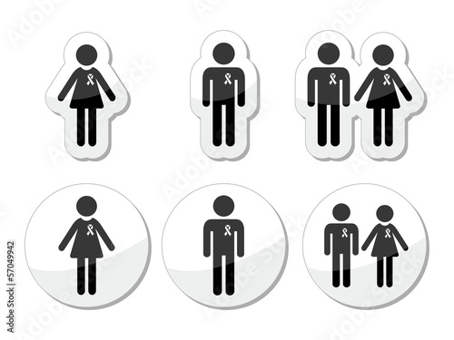 Vector: Man and woman, people with awareness ribbons icons Man and woman, people with awareness ribbons icons