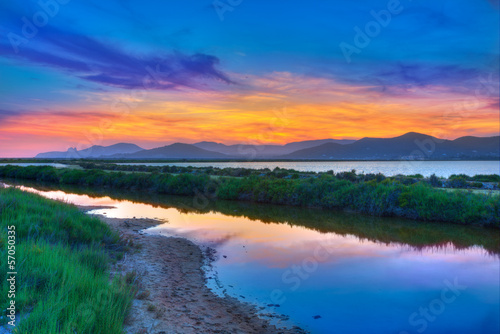 Photo: Ibiza ses Salines saltworks at sunset in Sant Josep Ibiza ses Salines saltworks at sunset in Sant Josep