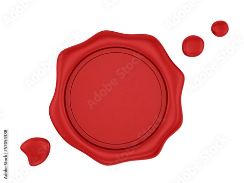 Illustration: render of a red wax seal, isolated on white render of a red wax seal, isolated on white