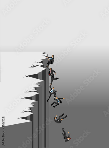 Vector: Business people trying to get out of abyss Business people trying to get out of abyss