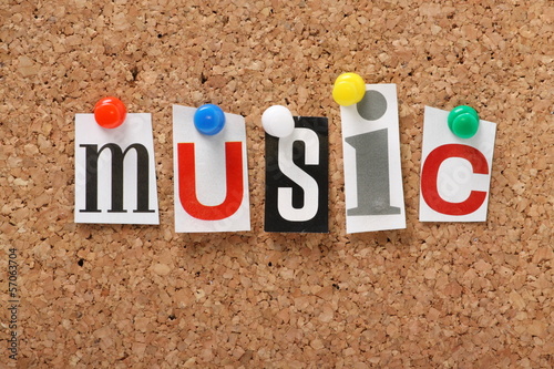 Photo: The word Music on a cork notice board The word Music on a cork notice board