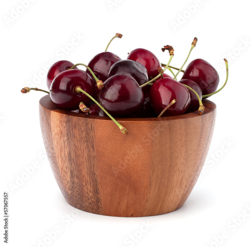 Photo: Cherry in wooden bowl Cherry in wooden bowl
