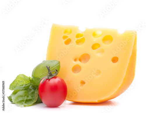 Photo: Cheese and basil leaves Cheese and basil leaves