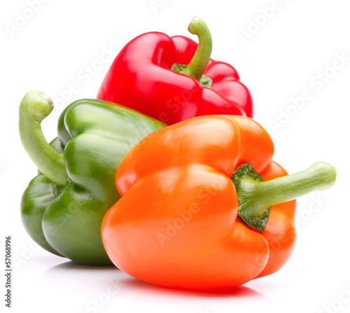Photo: Sweet bell pepper isolated on white background cutout Sweet bell pepper isolated on white background cutout