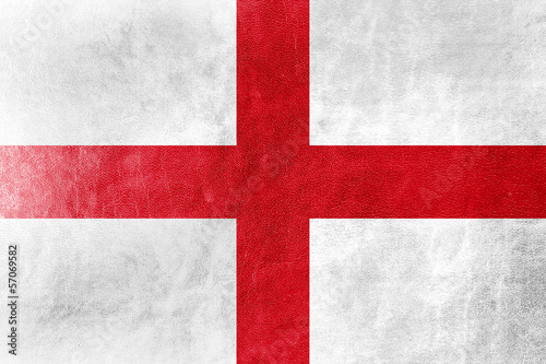 Photo: England Flag painted on leather texture England Flag painted on leather texture