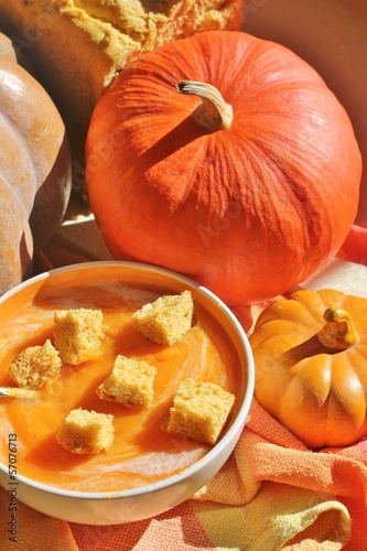 Photo: soup, pumpkin, squash, croutons soup, pumpkin, squash, croutons