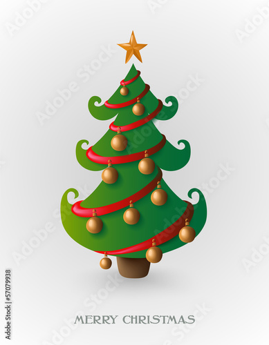 Vector: Merry Christmas tree with gold baubles EPS10 file. Merry Christmas tree with gold baubles EPS10 file.