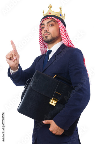 Photo: Arab businessman with crown on white Arab businessman with crown on white