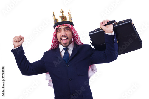 Photo: Arab businessman with crown on white Arab businessman with crown on white