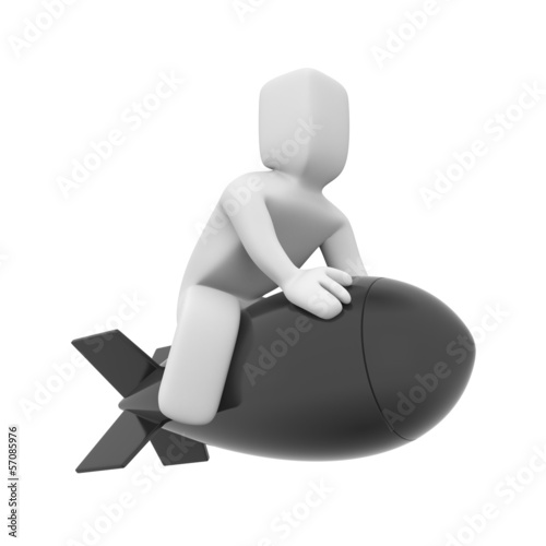 Illustration: Person flying in a bomb Person flying in a bomb