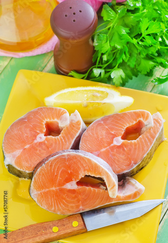 Photo: raw salmon on plate raw salmon on plate