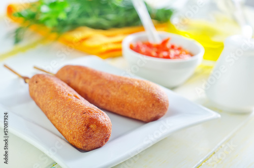 Photo: corndogs and sauce corndogs and sauce
