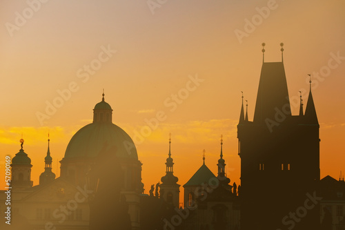 Photo: Sunrise on Charles bridge in Prague, the Czech Republic Sunrise on Charles bridge in Prague, the Czech Republic