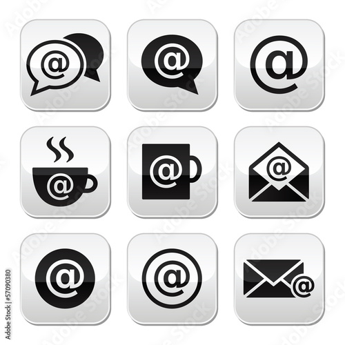 Vector: Email, internet cafe, wifi vector buttons set Email, internet cafe, wifi vector buttons set