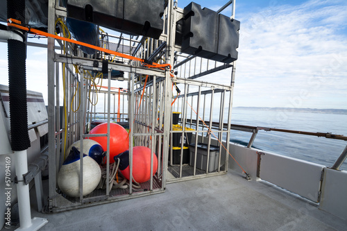 Photo: Shark cages on boat Shark cages on boat