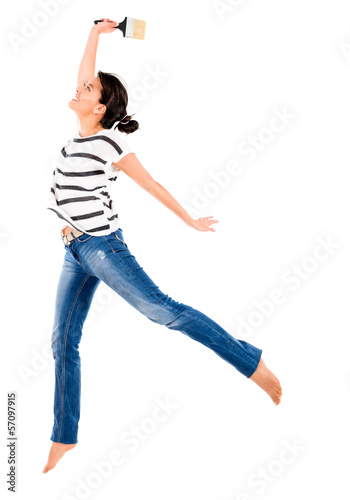 Photo: Excited woman painting Excited woman painting