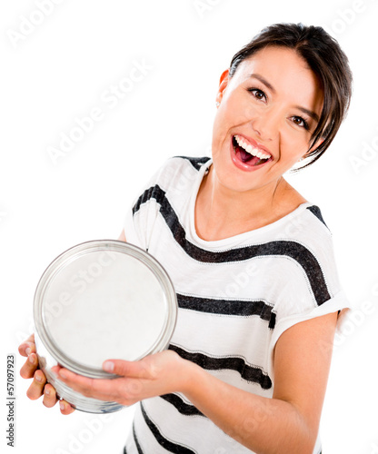 Photo: Fun woman throwing painting Fun woman throwing painting