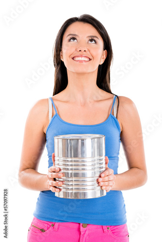 Photo: Woman with a paint can Woman with a paint can