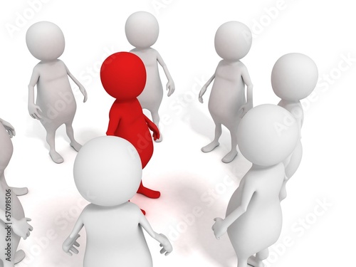 Illustration: concept team leader in center of business 3d people group concept team leader in center of business 3d people group