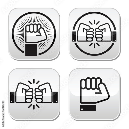 Vector: Fist, fist bump vector buttons set Fist, fist bump vector buttons set