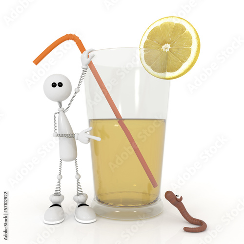 Illustration: The 3D little man with a cocktail. The 3D little man with a cocktail.