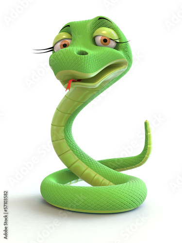 Illustration: green snake on a white background green snake on a white background