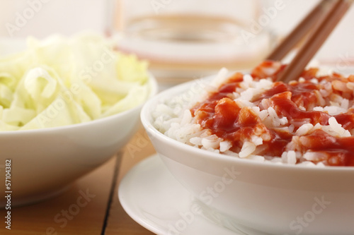 Photo: Fresh rice with sauce Fresh rice with sauce