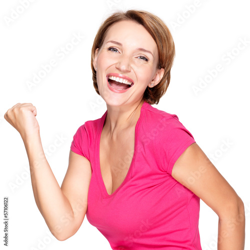 Photo: Beautiful happy woman celebrating success Beautiful happy woman celebrating success