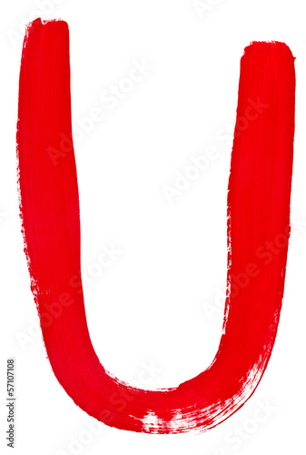 Photo: letter u hand painted by red brush letter u hand painted by red brush