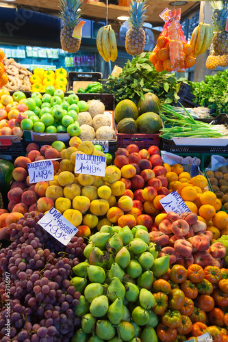 Photo: Fruits and vegetables on counter Fruits and vegetables on counter