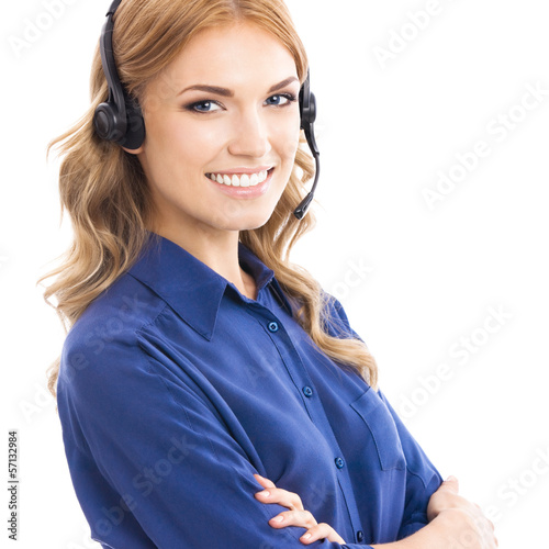 Photo: Support phone operator in headset, isolated Support phone operator in headset, isolated