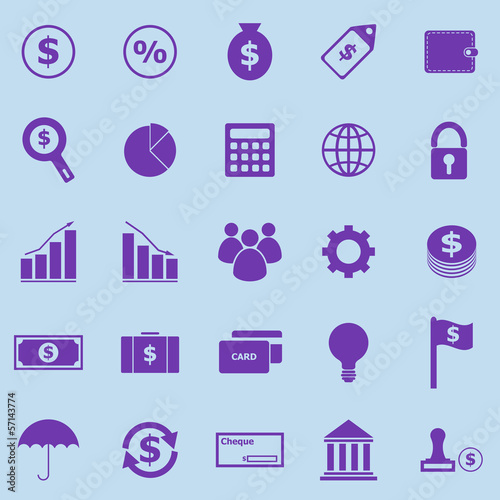 Vector: Finance violet icons on blue background Finance violet icons on blue background