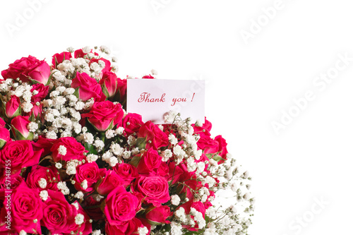 Photo: bouquet of red roses with thanks bouquet of red roses with thanks