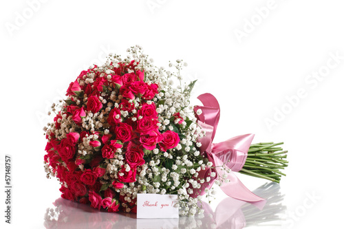 Photo: bouquet of red roses with thanks bouquet of red roses with thanks