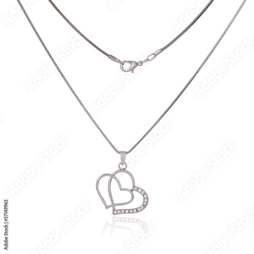 Photo: Silver chain and pendant in the shape of heart Silver chain and pendant in the shape of heart
