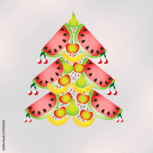 Vector: juicy vector fruit in the form of Christmas tree juicy vector fruit in the form of Christmas tree