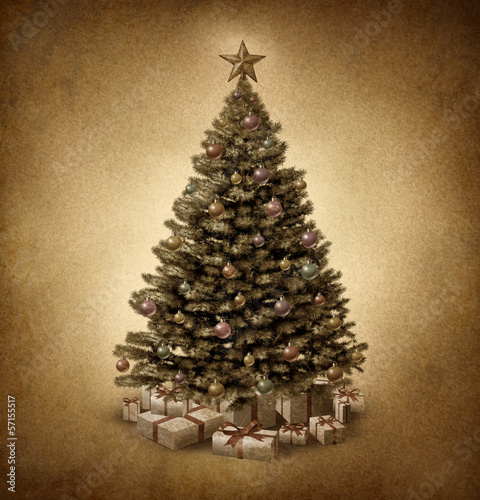 Illustration: Old Fashioned Christmas Tree Old Fashioned Christmas Tree