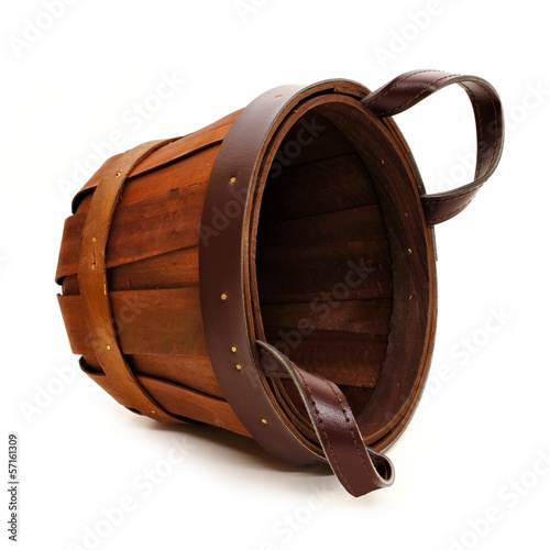 Photo: Empty harvest basket on a white background Empty harvest basket on a white background