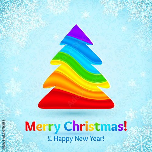 Vector: Rainbow colors stripes plastic Christmas tree Rainbow colors stripes plastic Christmas tree