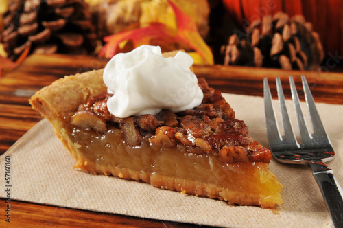 Photo: Pecan pie with whipped cream Pecan pie with whipped cream